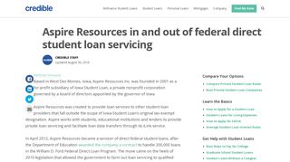 Aspire Resources in and out of federal direct student loan servicing