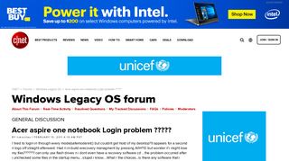 Acer aspire one notebook Login problem ????? - Forums - CNET