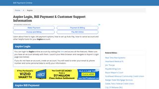 Aspire Login, Bill Payment & Customer Support Information