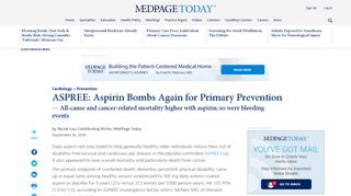 ASPREE: Aspirin Bombs Again for Primary Prevention | Medpage Today