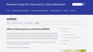 ASPREE - Berman Center for Outcomes & Clinical ResearchBerman ...