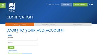 Login to your ASQ Account