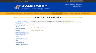Links for Parents - Assabet Valley Regional Technical High School