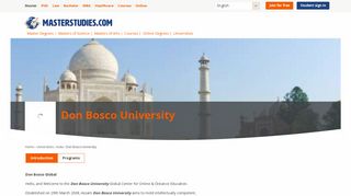 Don Bosco University in India - Masterstudies