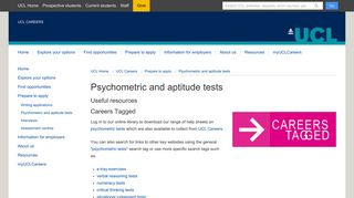 Psychometric and aptitude tests - UCL