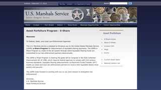 U.S. Marshals Service, Asset Forfeiture, E-Share Program