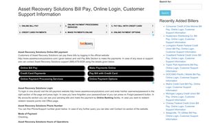 Asset Recovery Solutions Bill Pay, Online Login, Customer Support ...