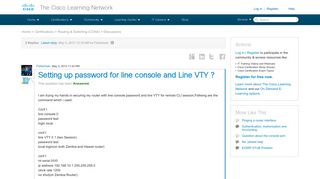 Setting up password for line console and Line VTY ? - 55719 - The ...