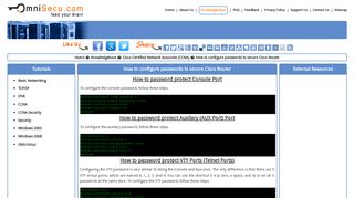How to configure passwords to secure Cisco Router - omnisecu.com