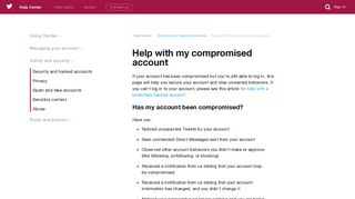 Help with my compromised account - Twitter Help Center
