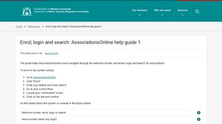 Enrol, login and search: AssociationsOnline help guide 1 | Department ...