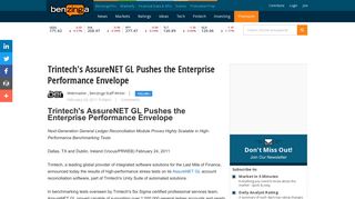 Trintech's AssureNET GL Pushes the Enterprise Performance ...