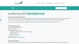 Shareholder Information - Investor Relations - Columbia Property Trust