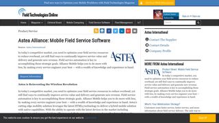 Astea Alliance Mobile Field Service Software