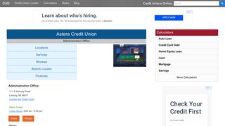 Astera Credit Union - Lansing, MI - Credit Unions Online