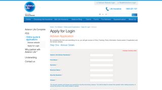 Apply for Login | Asteron Life