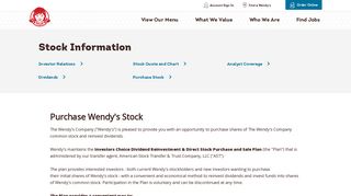 Purchase Stock | Wendy's
