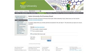 Aston University On-Premises Email - Login