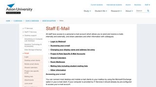 Staff E-Mail - Aston University