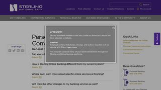 Personal Online Banking Conversion FAQs - Sterling National Bank
