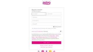 Astro - Registration
