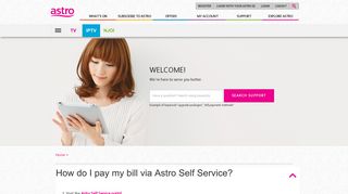 How do I pay my bill via Astro Self Service?