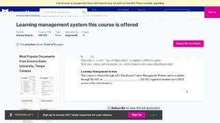 Learning Management System This course is offered through ASU ...