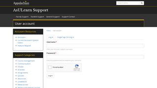 User account | AsULearn Support | Appalachian State University