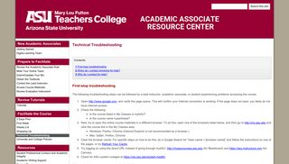 Technical Troubleshooting - Academic Associate Resource Center