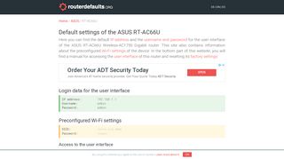 Default settings of the ASUS RT-AC66U - routerdefaults.org