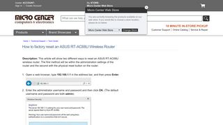 Micro Center - How to factory reset an ASUS RT-AC68U Wireless Router