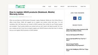 How to register Asus products (Notebook, Mobile) Warranty online.