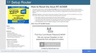 Asus RT-AC68R Reset Router to Default - SetupRouter