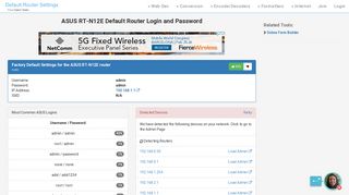 ASUS RT-N12E Default Router Login and Password - Clean CSS