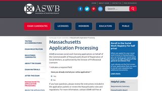 Massachusetts Application Processing | ASWB