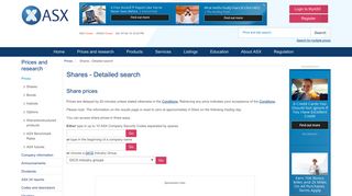 Prices - Shares - Detailed search - ASX