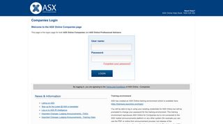 Companies Login - ASX Online