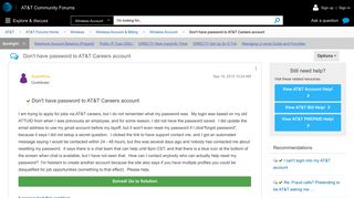 Solved: Don't have password to AT&T Careers account - AT&T ...
