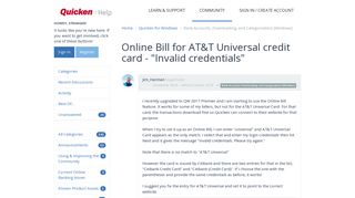 Online Bill for AT&T Universal credit card - 