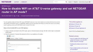 How to disable WiFi on AT&T U-verse gateway and set NETGEAR ...