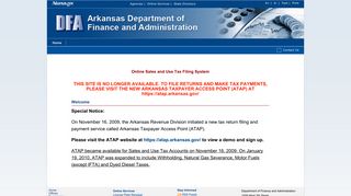 Online Sales and Use Tax Filing System - Arkansas Department of ...