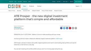CNW | ATB Prosper - the new digital investment platform that's simple ...