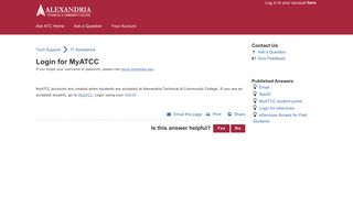 Login for MyATCC - Alexandria Technical & Community College