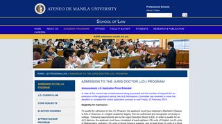 ADMISSION TO THE JURIS DOCTOR (J.D.) PROGRAM | Ateneo de ...