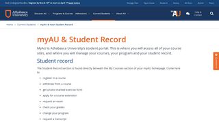 myAU & Student Record : Athabasca University