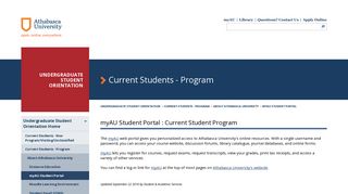 myAU Student Portal - Undergraduate Student Orientation - Athabasca ...
