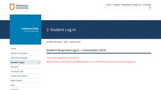 Athabasca University Convocation 2018 - Student Log-in