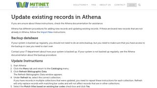 Update existing records in Athena - Mitinet Library Services
