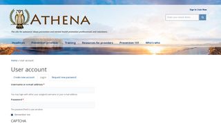 User account | The Athena Forum