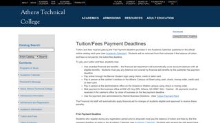 Athens Technical College - Tuition/Fees Payment Deadlines